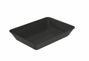 Repeat Reusable PP Plastic Medium Rectangular LOW bowl 23 oz - Black. (Case of 240 pcs)