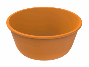 Revolve Reusable PP Plastic Medium Round Bowl 24oz - Orange. (Case of 160 pcs)