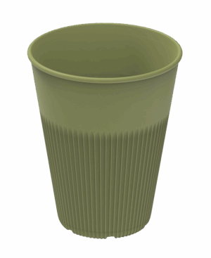 Revolve Reusable PP Plastic Hot Cup 12oz - Green. (Case of 300 pcs)