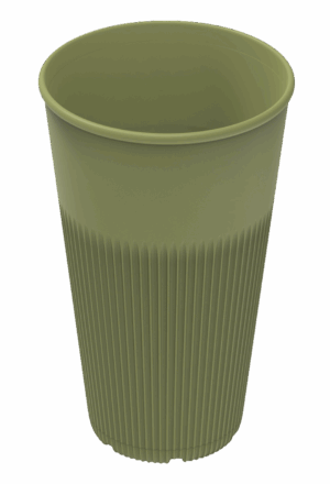 Revolve Reusable PP Plastic Hot Cup 16oz - Green. (Case of 300 pcs)