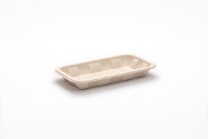 Earth Fiber Rectangular Tray with PBAT lamination 8"x5"x1" - Natural. (Case of 500 pcs)