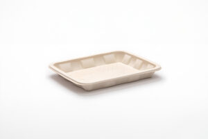 Earth Fiber Rectangular Tray with PBAT lamination 8"x7"x1" - Natural. (Case of 500 pcs)