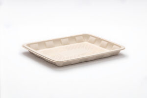 Earth Fiber Rectangular Tray with PBAT lamination 11"x9"x1" - Natural. (Case of 300 pcs)