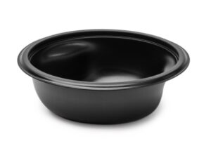 Carry PP Plastic Round bowl 22oz - Black. (Case of 300 pcs)
