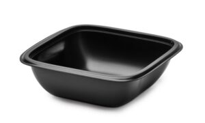 Carry PP Plastic Square bowl 26oz - Black. (Case of 300 pcs)