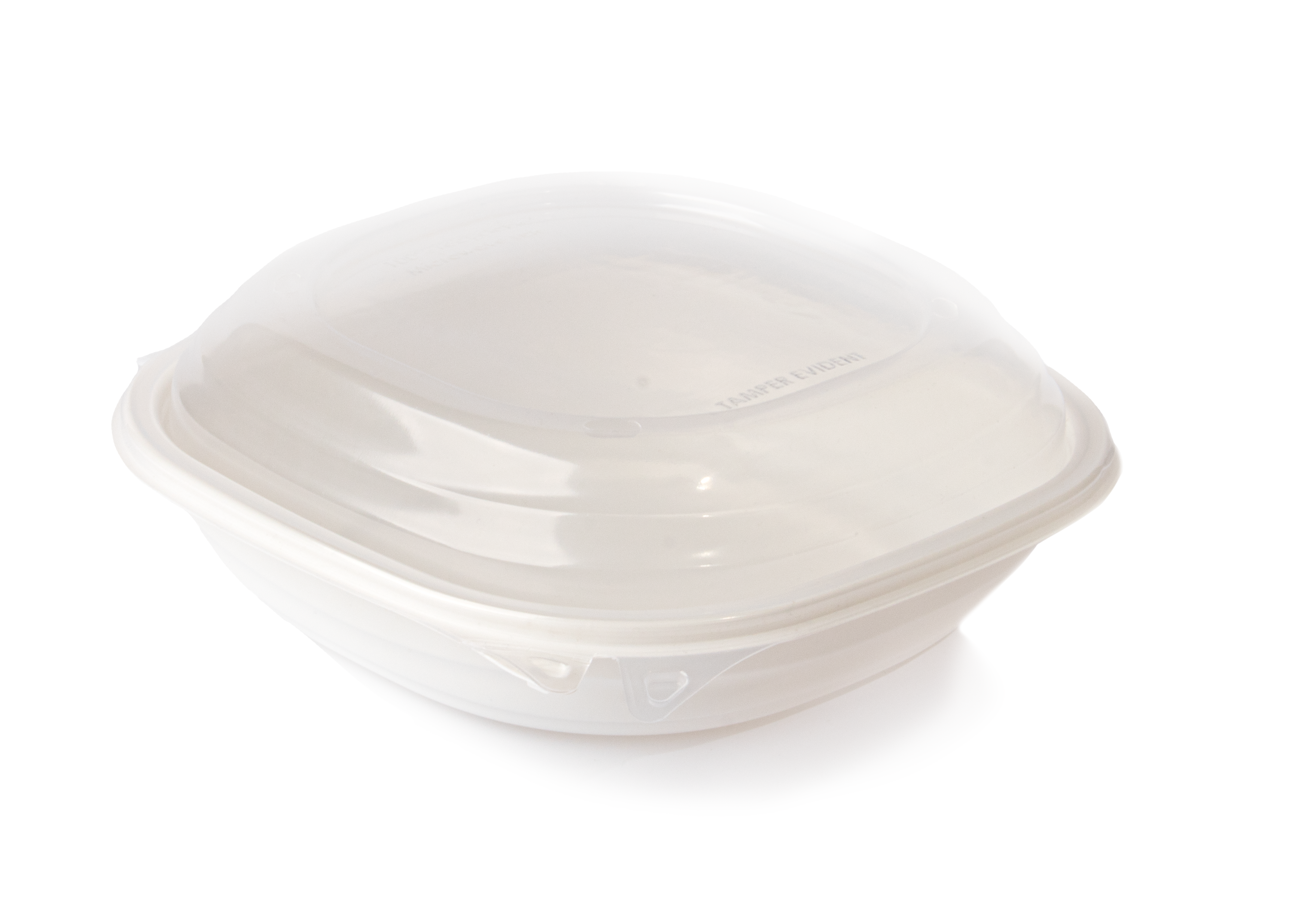 Wave PP Plastic clamshell Square Container, 1 compartment, 9"x9"x3" - White base & Transparent Lid. (Case of 180 pcs)