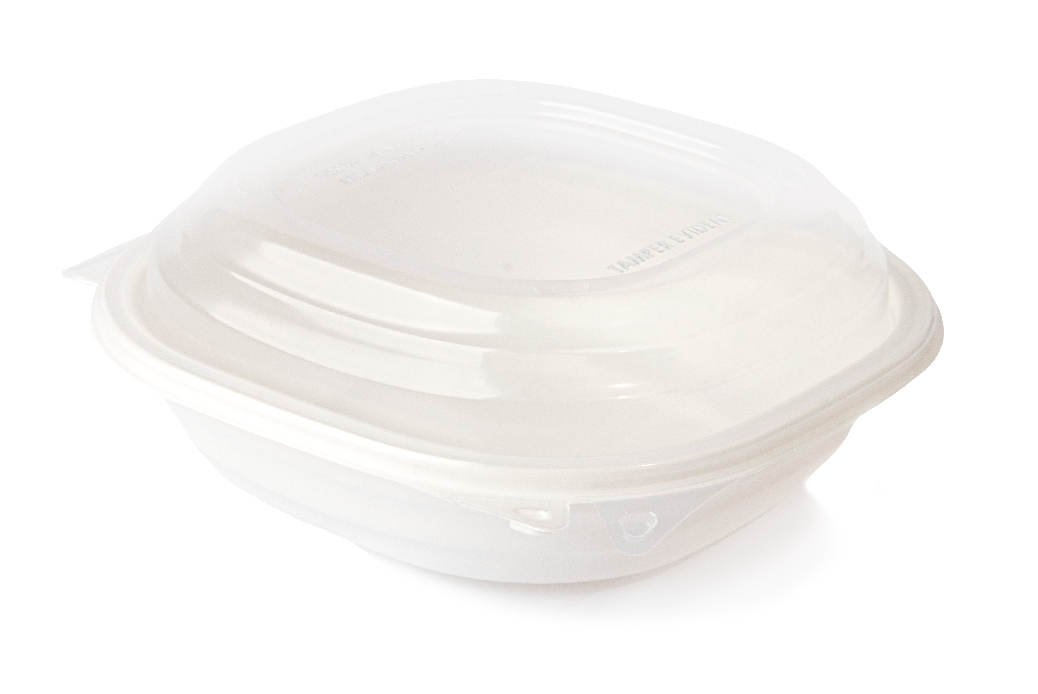 Wave PP Plastic clamshell Square Container, 1 compartment, 8"x8"x3" - White base & Transparent Lid. (Case of 180 pcs)