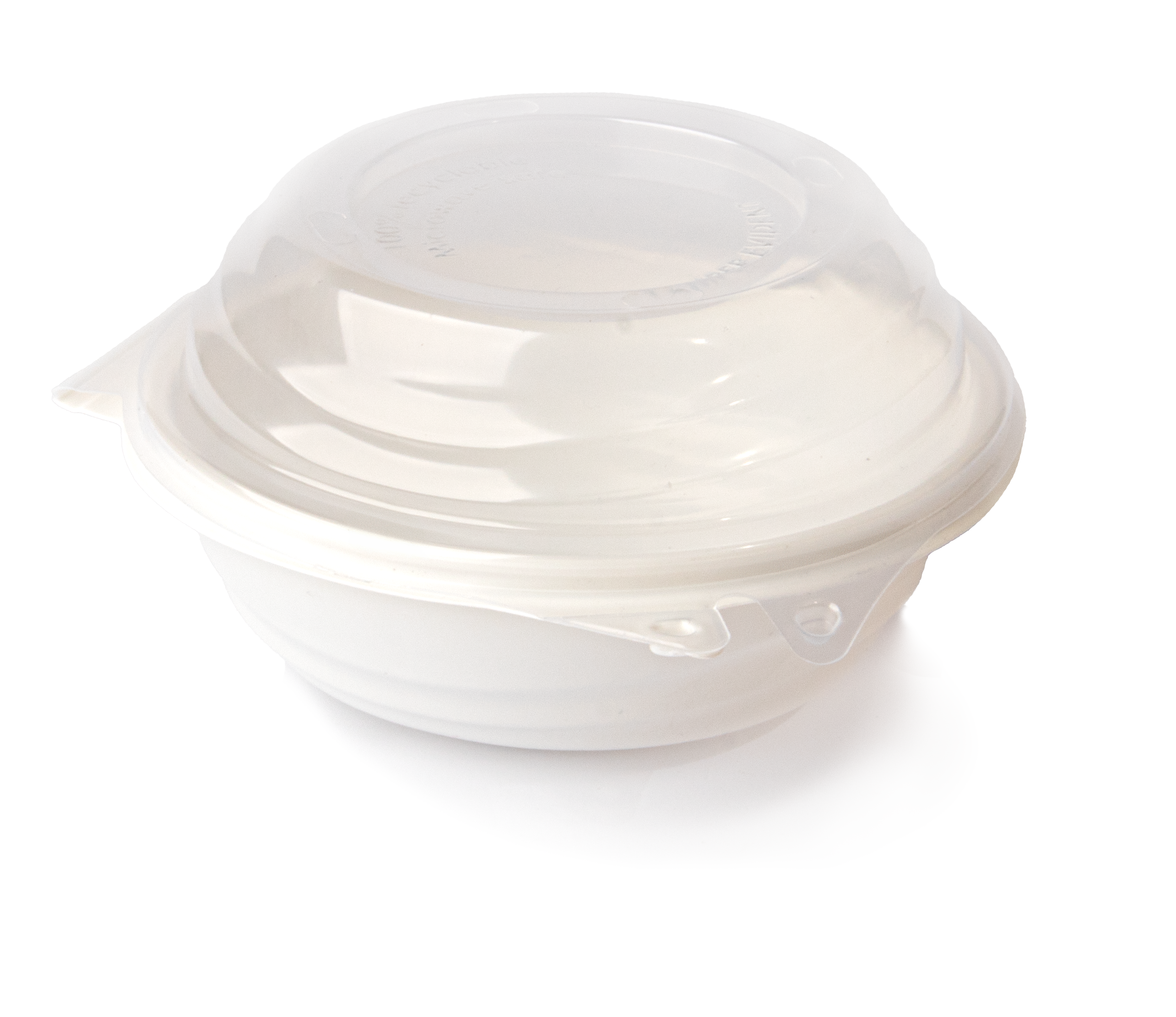Wave PP Plastic clamshell Round Container 1 compartment, 6"x3"  - White base & Transparent Lid. (Case of 270 pcs)