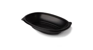 Small PP Plastic Oval Plate 6.9"x4.3"x1.2" - Black. (Case of 300 pcs)