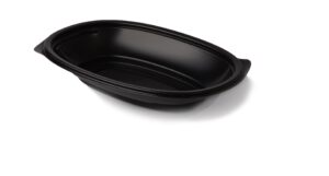 Medium PP Plastic Oval Plate 7.9"x5.9"x1.2" - Black. (Case of 400 pcs)