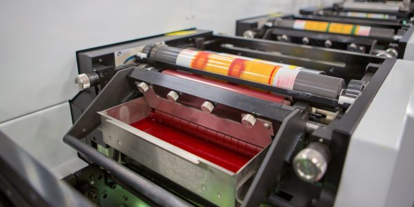 Flexographic,Printing,Machine,With,An,Ink,Tray,,Ceramic,Anilox,Roll, Flexographic,Printing,Machine,With,An,Ink,Tray,,Ceramic,Anilox,Roll,